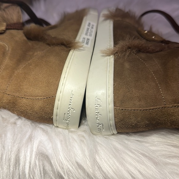 SALVATORE FERRAGAMO SOLDA SUEDE FUR SNEAKERS BOOTS - Picture 8 of 11